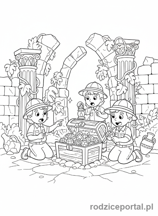 Kolorowanka Storyboard - Znalezienie skarbu