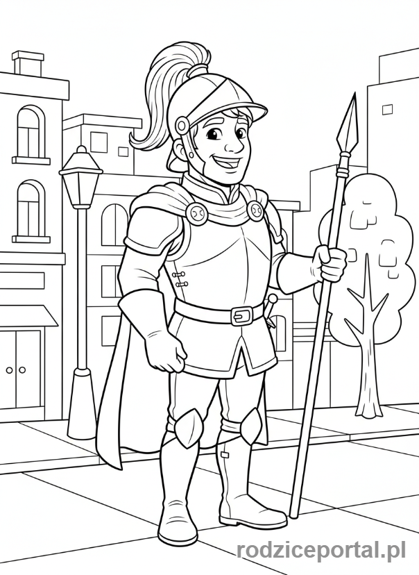 Kolorowanka Strażnik Miejski - Strażnik miejski uśmiechnięty