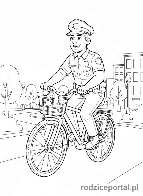 Kolorowanka Strażnik Miejski - Strażnik na rowerze