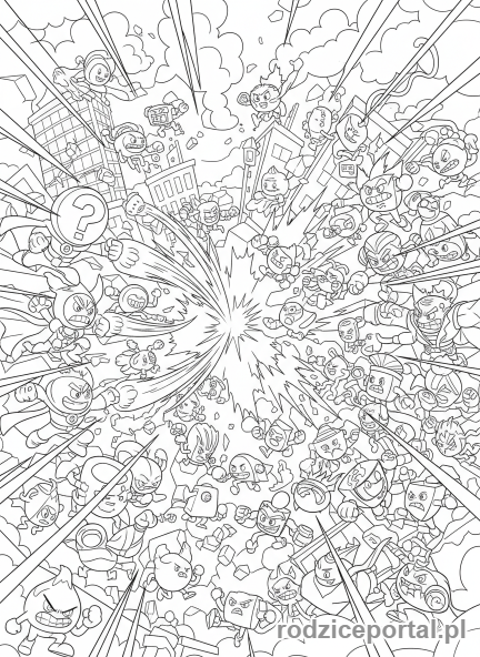 Kolorowanka Super Zings - Bitwa bohaterow i zloczyncow