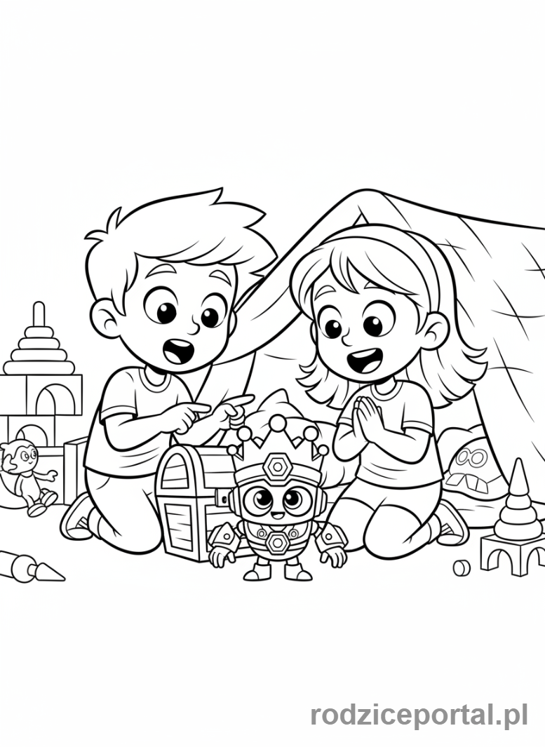 Kolorowanka Super Zings - Dzieci znajduja Super Zings