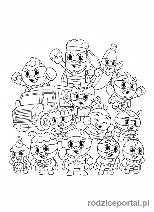 Kolorowanka Super Zings - Grupa Super Zings bohaterow