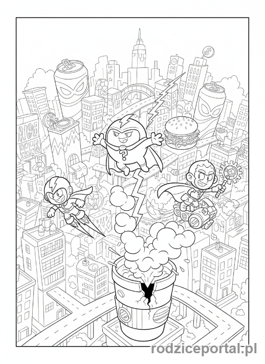 Kolorowanka Super Zings - Kaboom City akcja