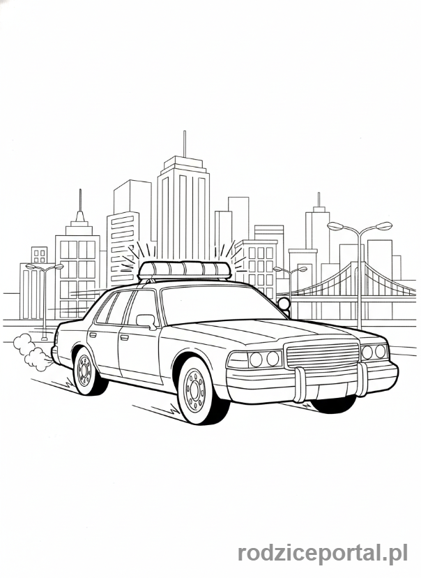 Kolorowanka Służby Ratunkowe - Radiowóz policyjny syrena