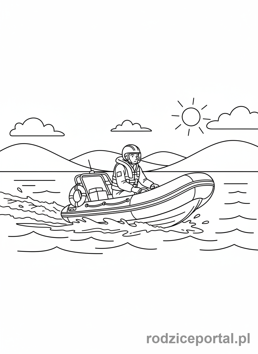 Kolorowanka Służby Ratunkowe - Ratownik WOPR łódź
