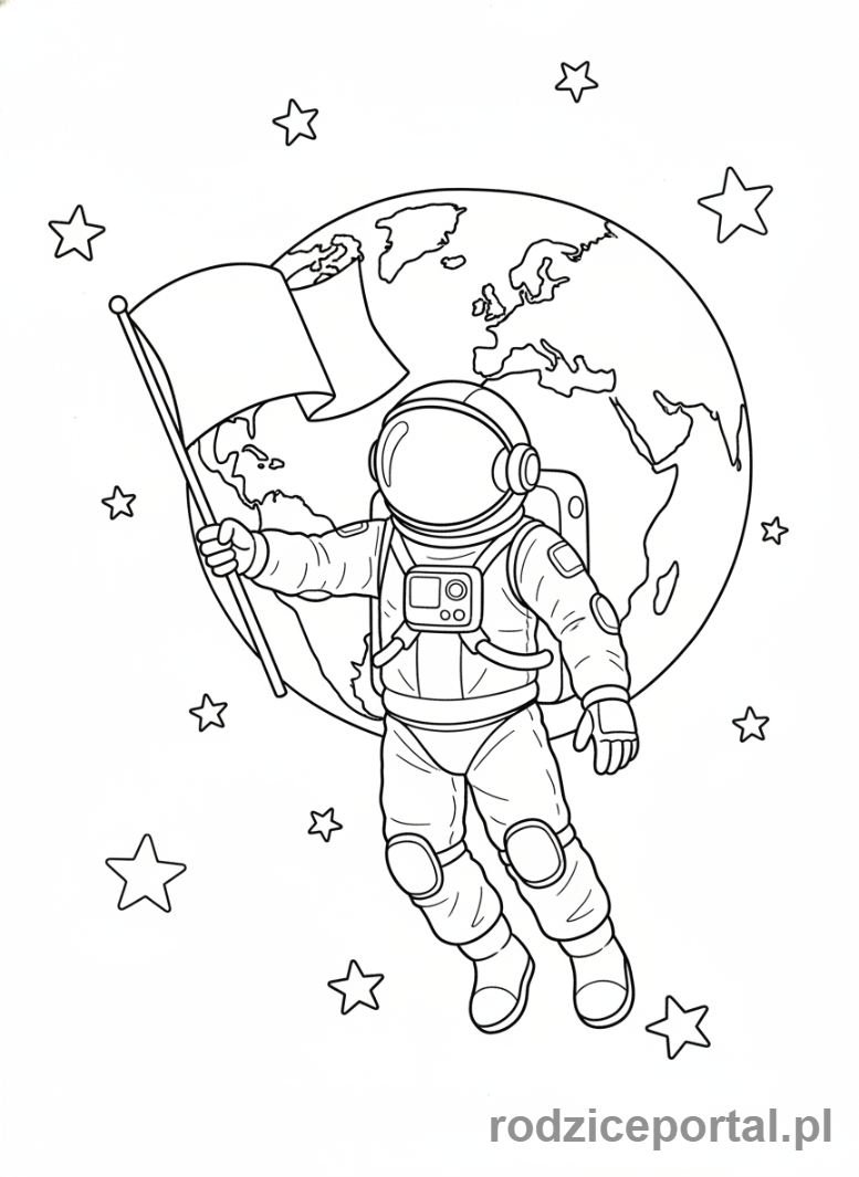 Kolorowanka Świat Zawodów Zadania - Astronauta_w_kosmosie