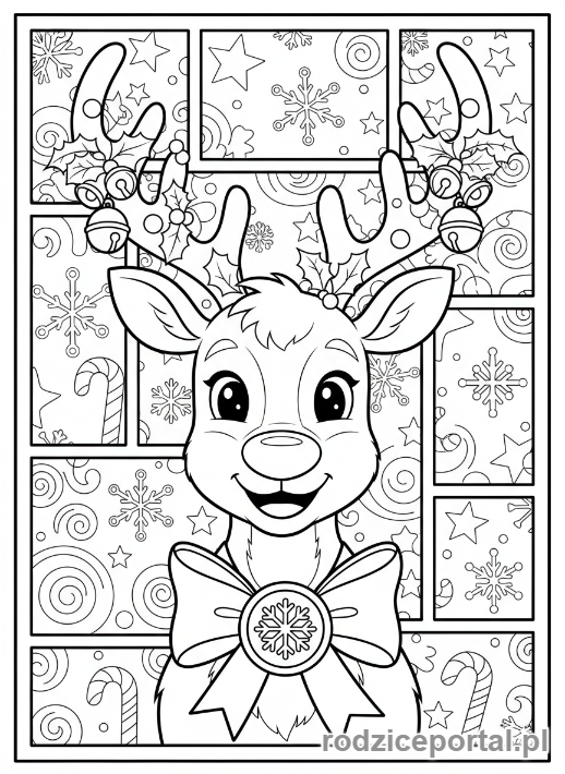 Kolorowanka Świąteczne Renifer - Renifer portret