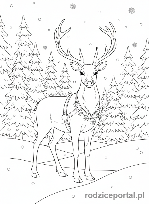 Kolorowanka Świąteczne Renifer - Renifer w lesie