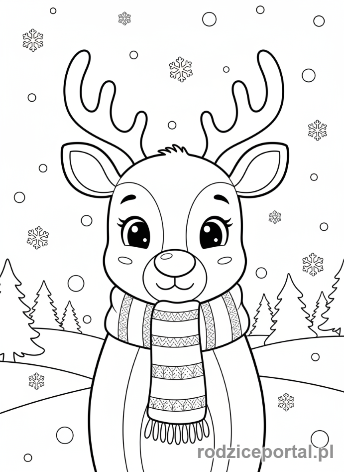 Kolorowanka Świąteczne Renifer - Renifer w szaliku
