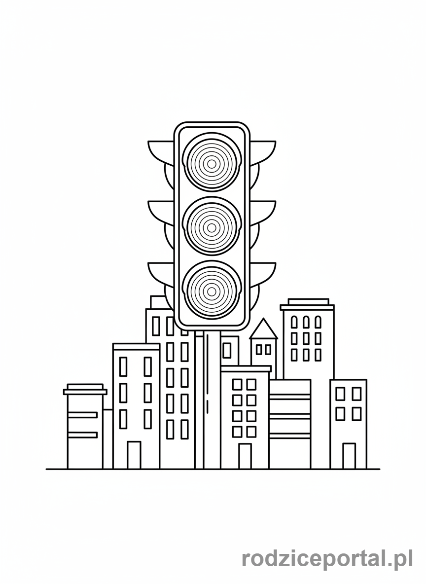 Kolorowanka Sygnalizacja Świetlna - Sygnalizacja nocą