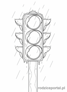Kolorowanka Sygnalizacja Świetlna - Sygnalizacja w deszczu