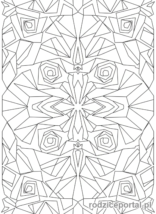 Kolorowanka Symetria - Abstrakcyjny wzór geometryczny