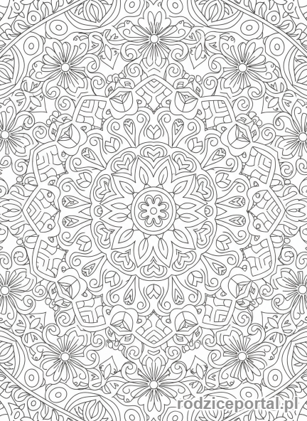 Kolorowanka Symetria - Kwiatowa mandala