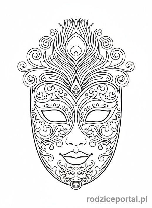 Kolorowanka Symetria - Ozdobna maska teatralna