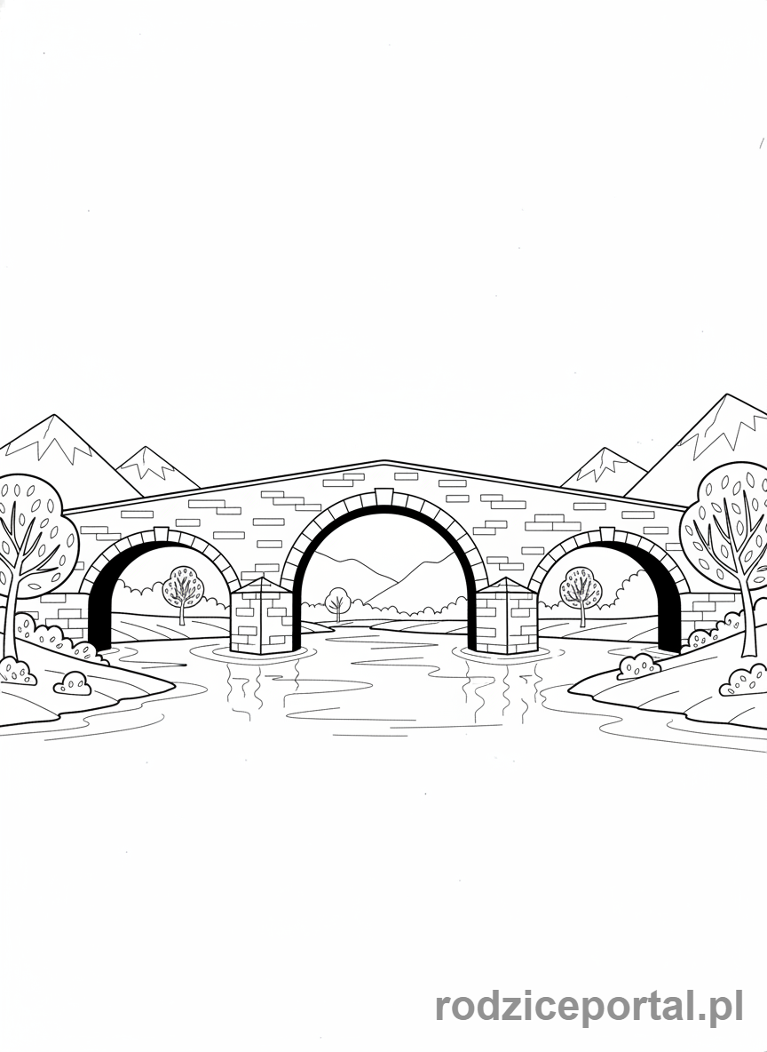 Kolorowanka Symetria - Symetryczny most łukowy