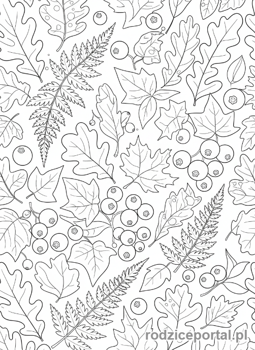 Kolorowanka Szlaczki - Szlaczek roślinny liście