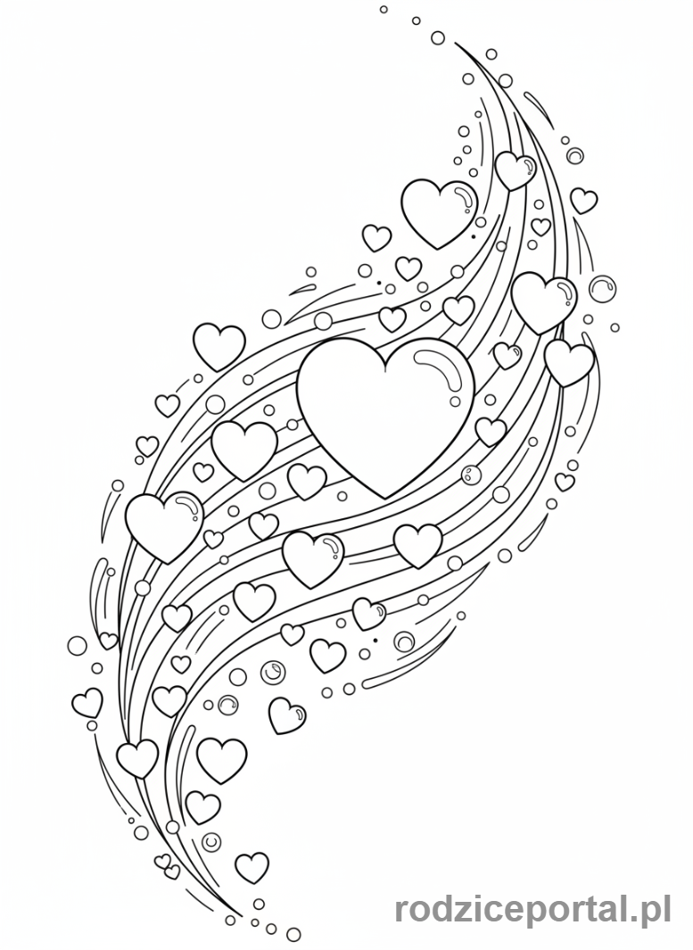 Kolorowanka Szlaczki - Szlaczek serca dynamiczny