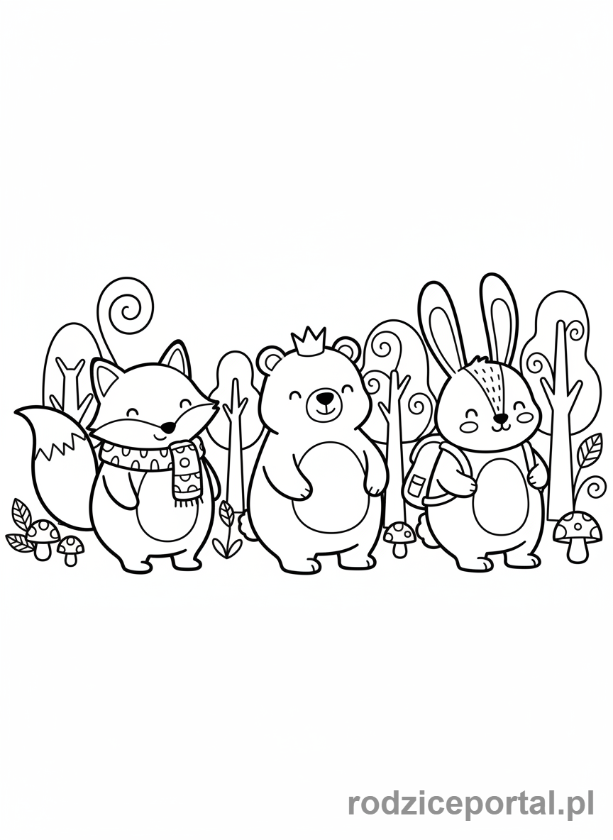 Kolorowanka Szlaczki - Szlaczek zwierzęta urocze