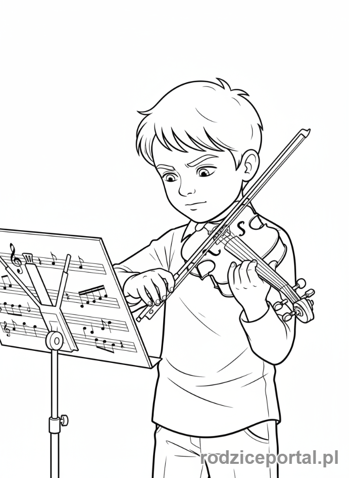Kolorowanka Sztuka - Muzyk grający na skrzypcach