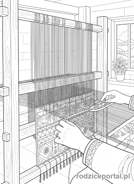 Kolorowanka Sztuka - Rzemieślnik tkający