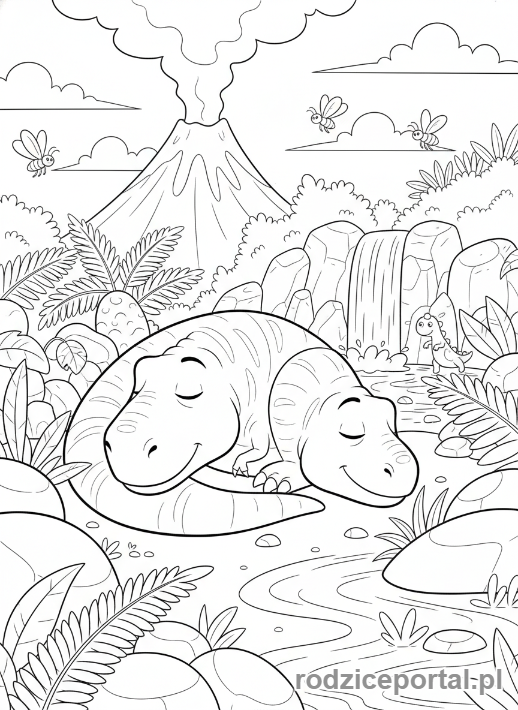 Kolorowanka T Rex - Śpiący T-Rex