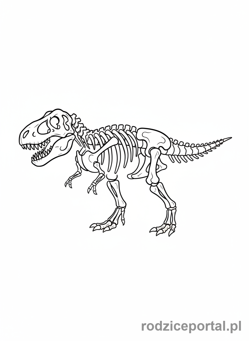 Kolorowanka T Rex - Szkielet T-Rexa