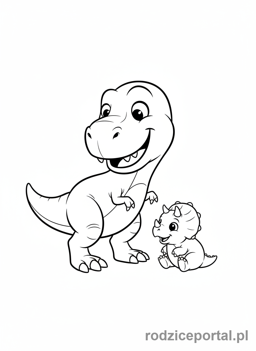 Kolorowanka T Rex - T-Rex i mały dinozaur