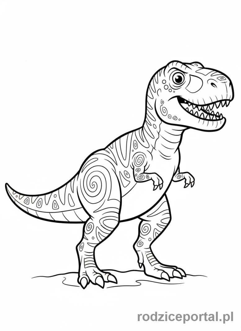 Kolorowanka T Rex - T-Rex stojący