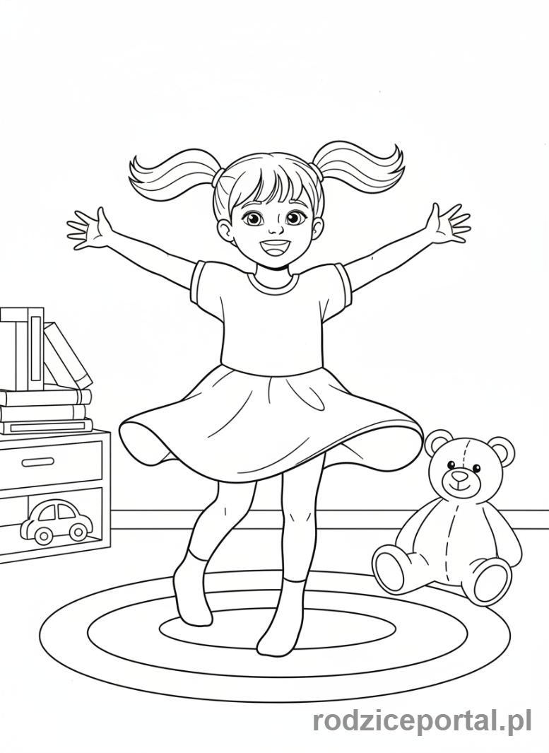 Kolorowanka Taniec - Dziewczynka tańczy
