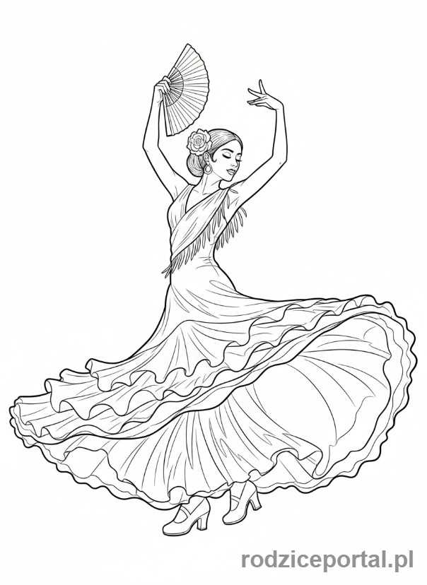 Kolorowanka Taniec - Flamenco solistka