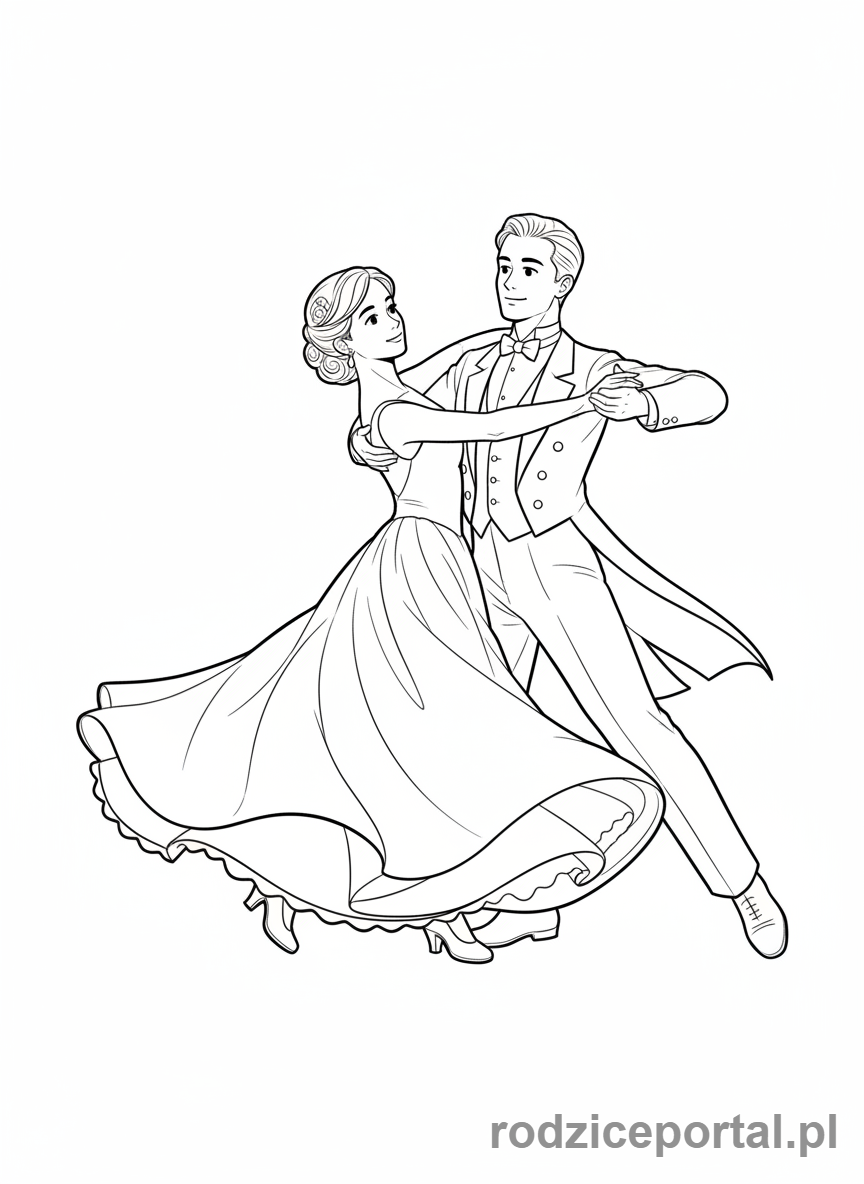 Kolorowanka Taniec - Walc wiedeński