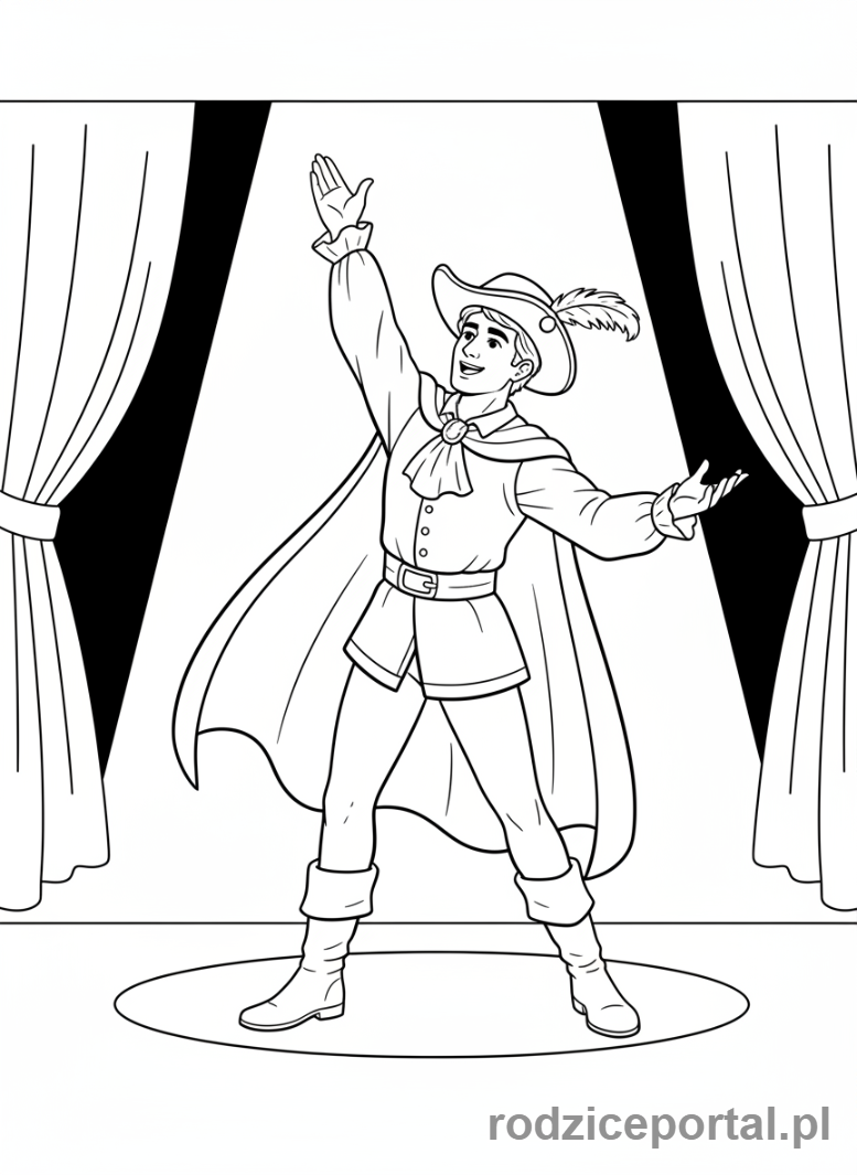 Kolorowanka Teatr - Aktor w dramatycznej pozie