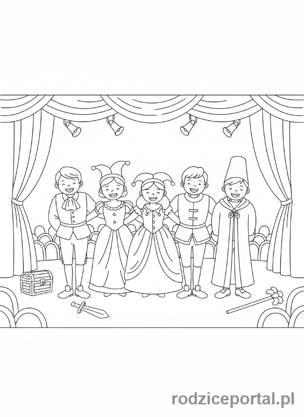Kolorowanka Teatr - Aktorzy kłaniający się