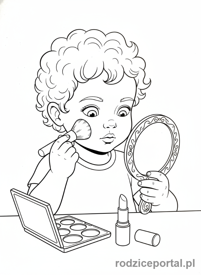 Kolorowanka Teatr Dziecięcy - Dziewczynka makijaz teatralny