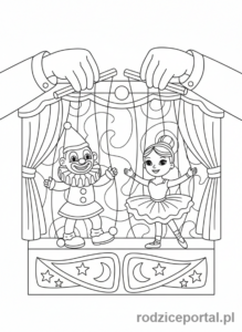 Kolorowanka Teatr - Lalkarz z kukiełkami