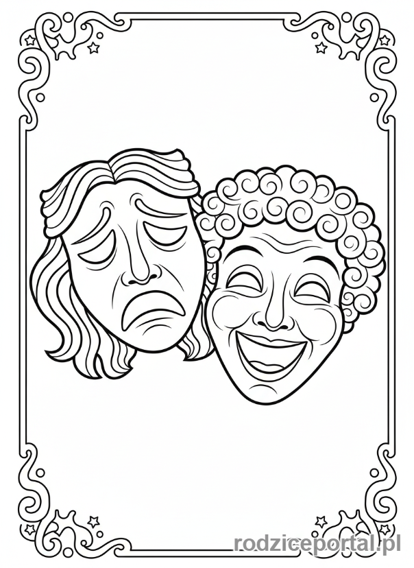 Kolorowanka Teatr - Maski teatralne