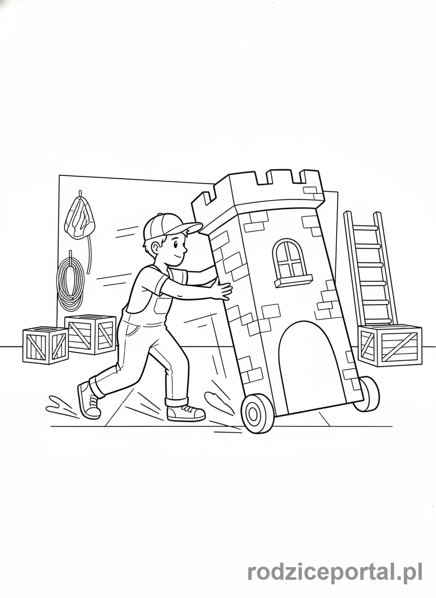 Kolorowanka Teatr - Technik sceny zmieniający dekoracje