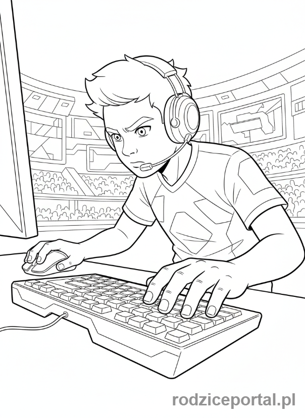 Kolorowanka Technologia - Gracz e-sportowy