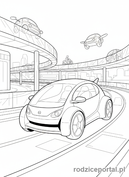 Kolorowanka Technologia - Samochód autonomiczny