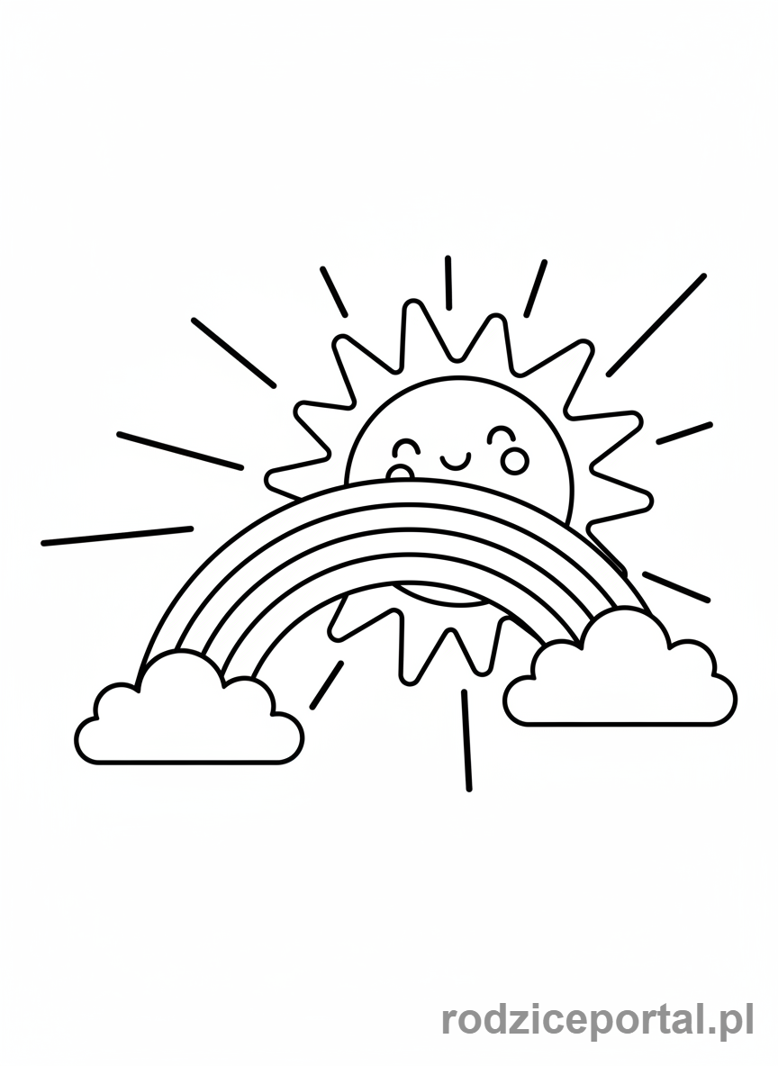 Kolorowanka Tęcza - Tęcza ze słońcem