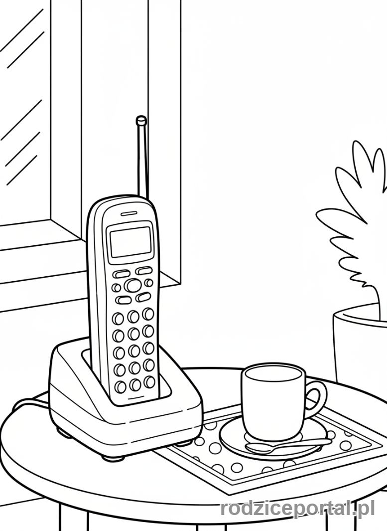 Kolorowanka Telefon - Bezprzewodowy telefon retro
