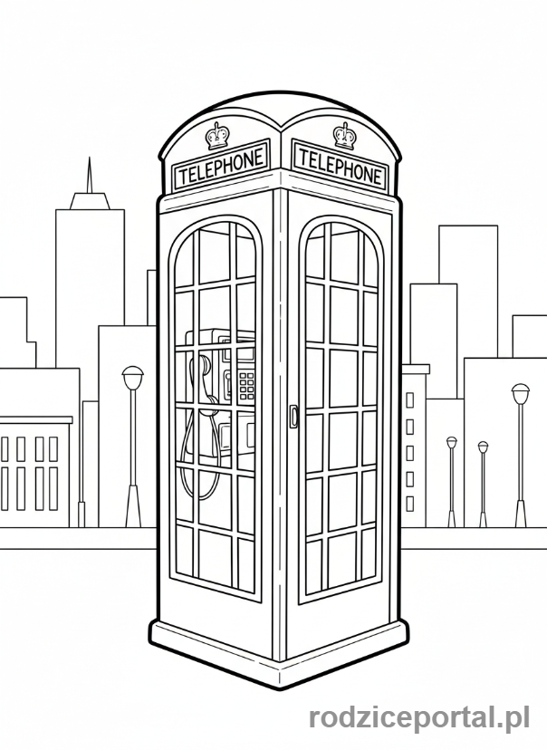 Kolorowanka Telefon - Budka telefoniczna