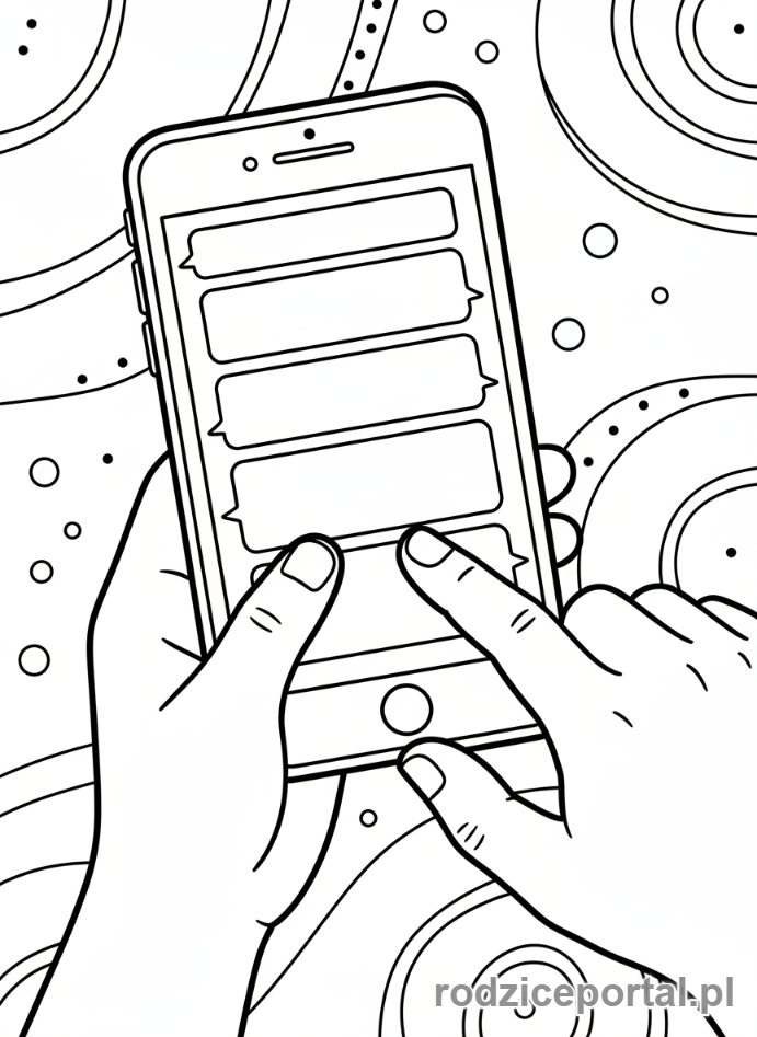 Kolorowanka Telefon - Dłonie piszące SMS