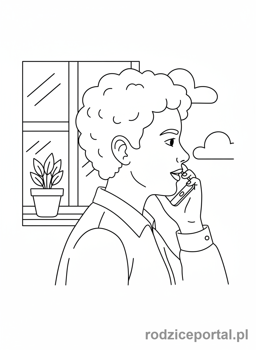 Kolorowanka Telefon - Osoba rozmawiająca przez telefon