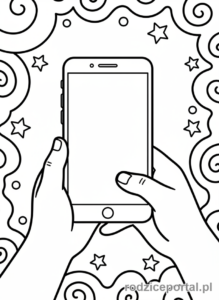Kolorowanka Telefon - Osoba trzyma smartfon