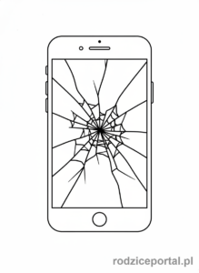 Kolorowanka Telefon - Smartfon z pękniętym ekranem