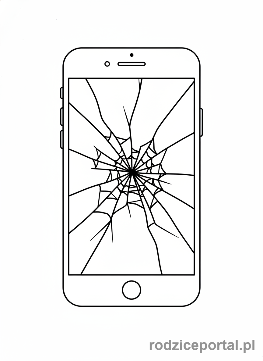 Kolorowanka Telefon - Smartfon z pękniętym ekranem