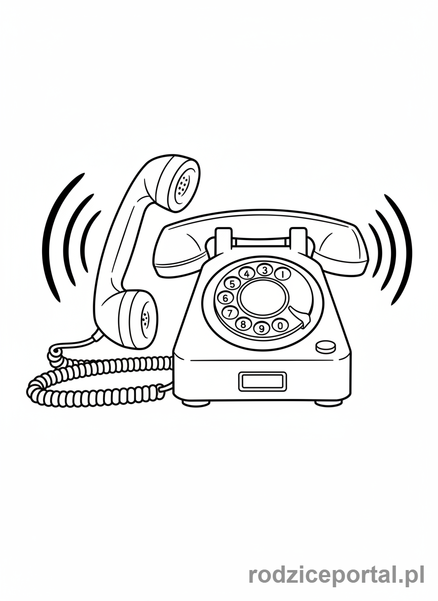 Kolorowanka Telefon - Stary telefon dzwoni