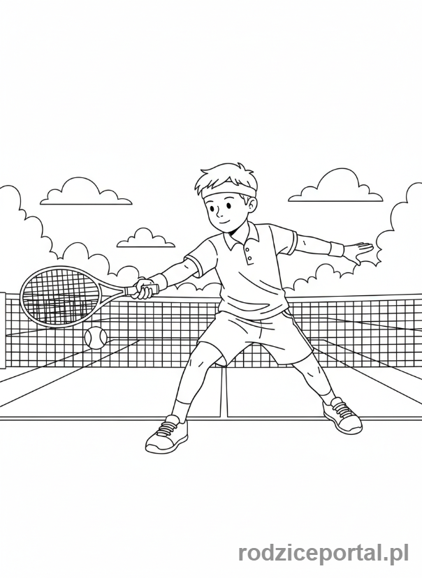 Kolorowanka Tenis - Chłopiec forhend