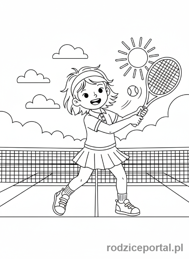 Kolorowanka Tenis - Dziecko gra w tenisa